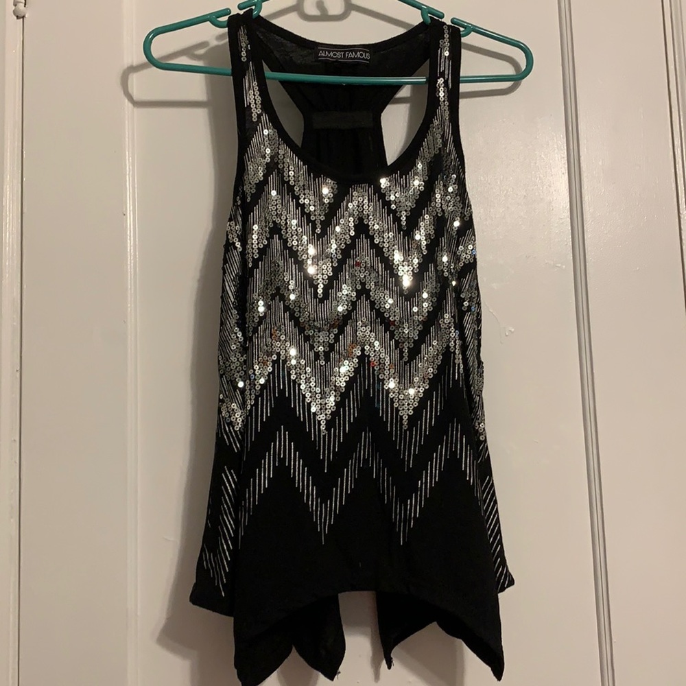 Size small black sequin flowy tank top